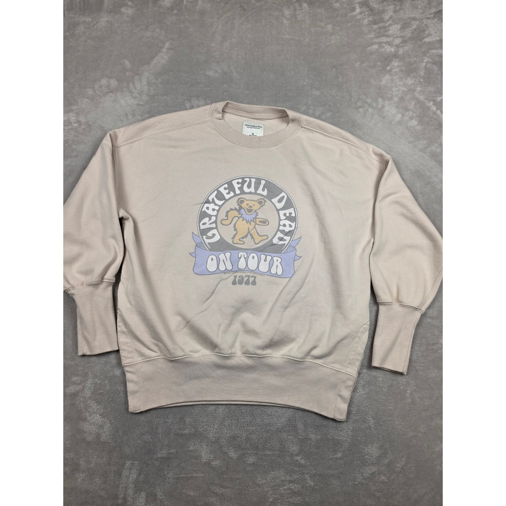 Abercrombie & Fitch Sweatshirt Women Medium Tan Grateful Dead 1977 Graphic